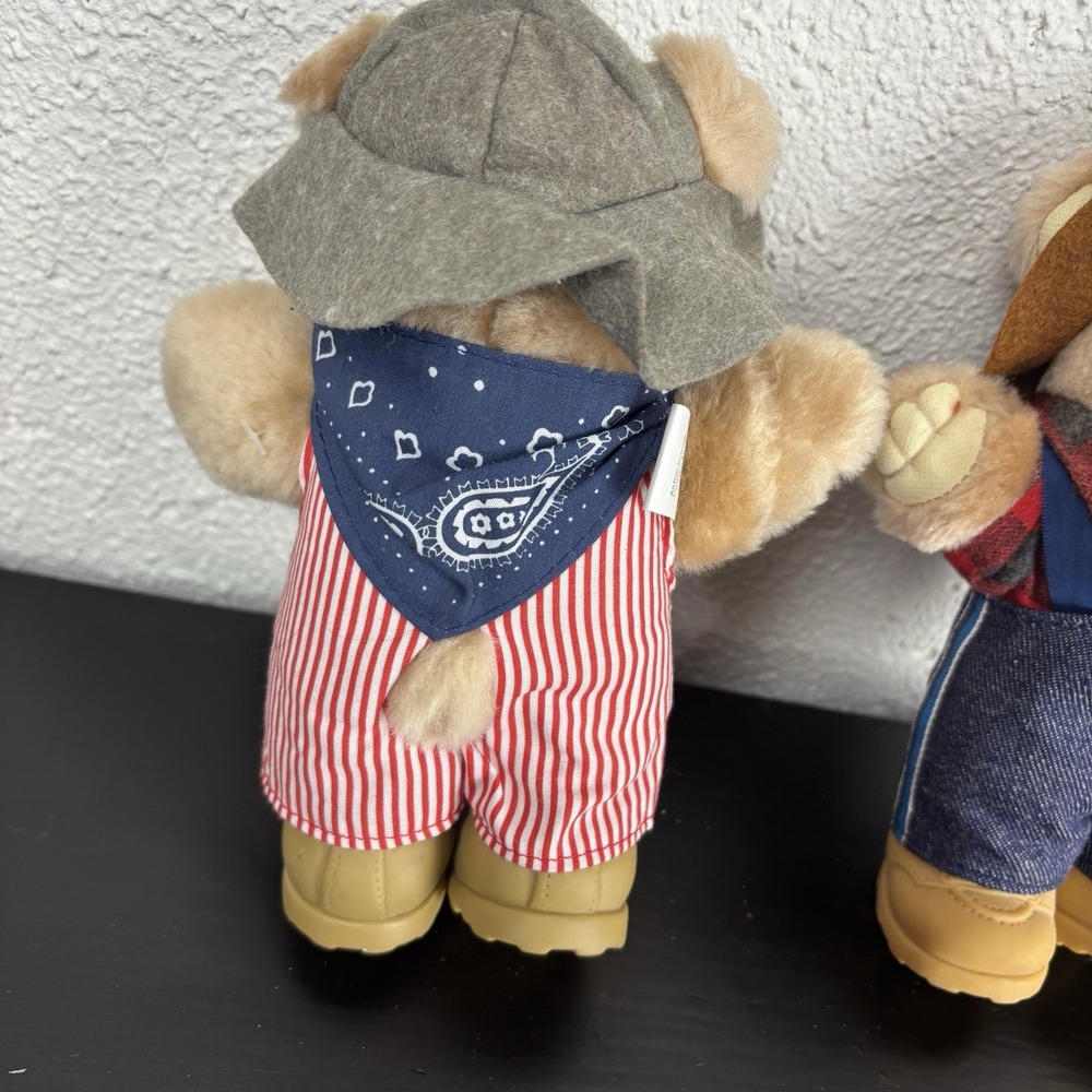 Vintage 1986 Wendys Furskins 7" Teddy Bear Plush Set Of 3 Bears Xavier Roberts - Picture 7 of 12
